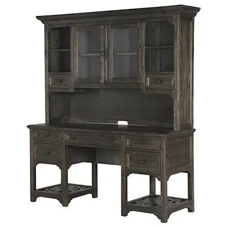 Traditional Desk and Hutch with Glass Doors